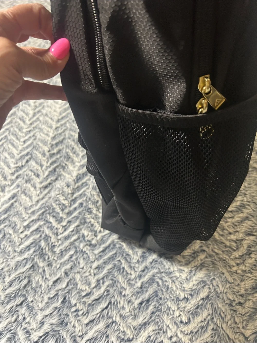 Adidas Excel 6 Black Backpack with Gold Metallic Logo Accent